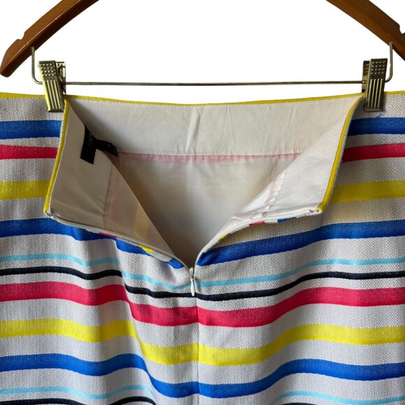 J. Crew Colorful Jacquard Stripe Pencil Skirt Straight Skirt Lined Fringe Hem - Picture 4 of 16